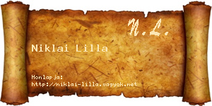 Niklai Lilla névjegykártya